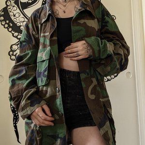 Vintage military camouflage shirt jacket